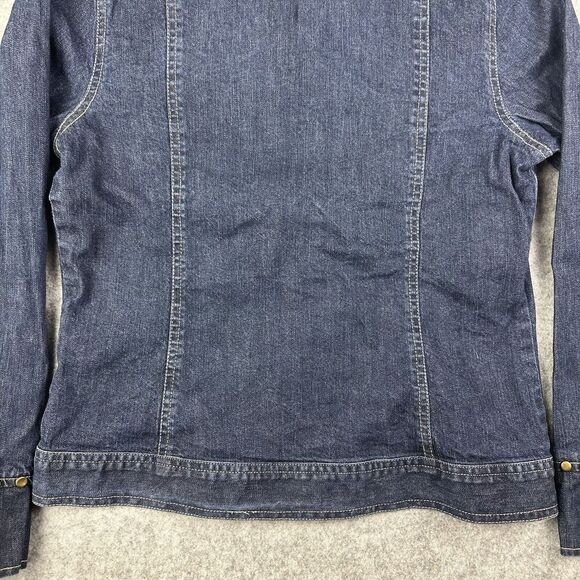 Studio West Denim Jean Jacket Womens M Blue Dark Wash Studded Western Trucker* - Picture 10 of 15